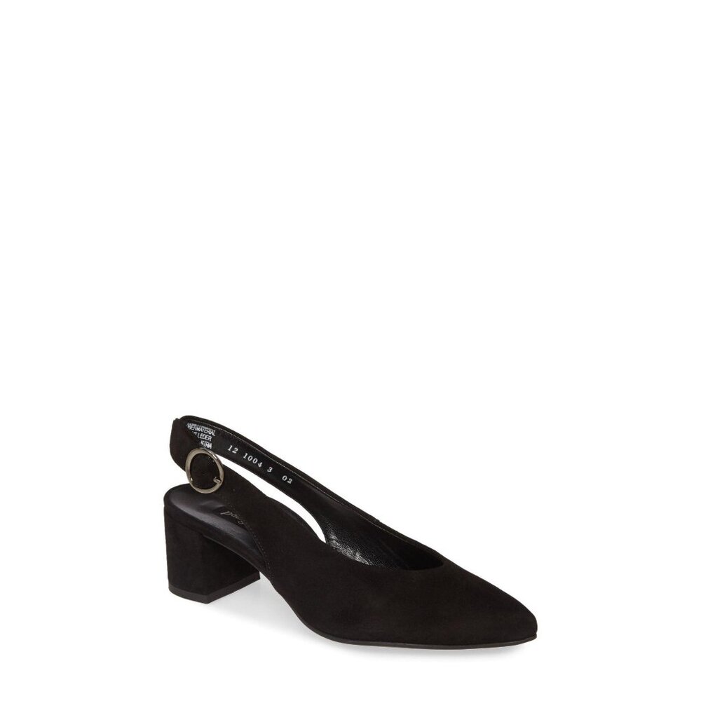 🆕 PAUL GREEN Brittany Slingback Pointed Toe Block Heel Shoes Black 6